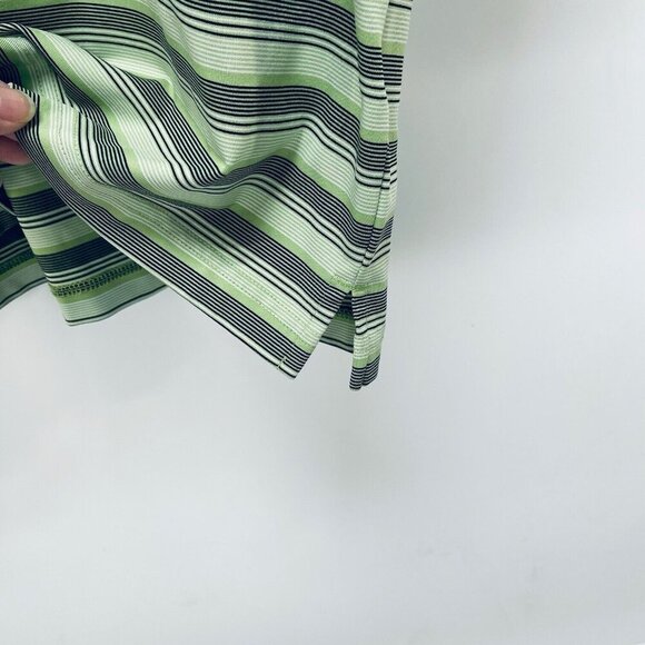 Bolle Golf Shirt Size L Tech Polo Green Blue Stripe Performance Short Sleeve - Picture 3 of 9